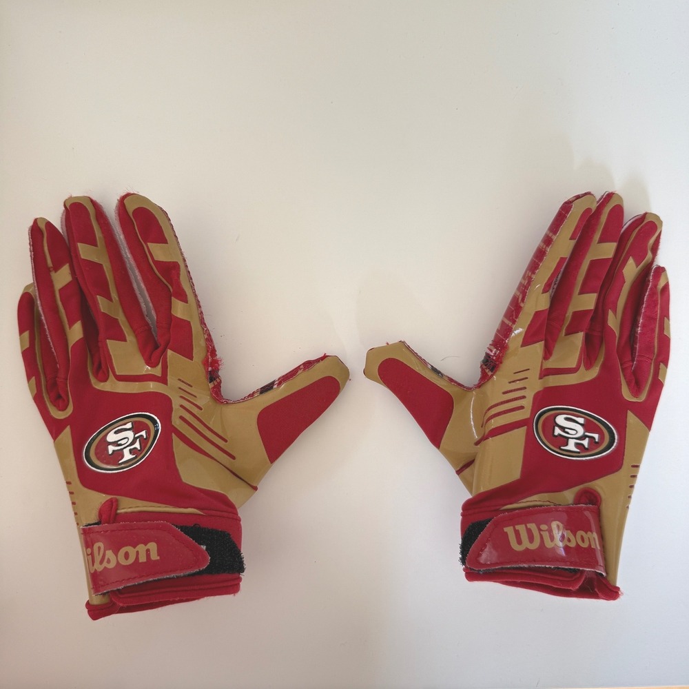 Wilson San Francisco 49ers Youth Football Receiver Gloves Red Gold Medium